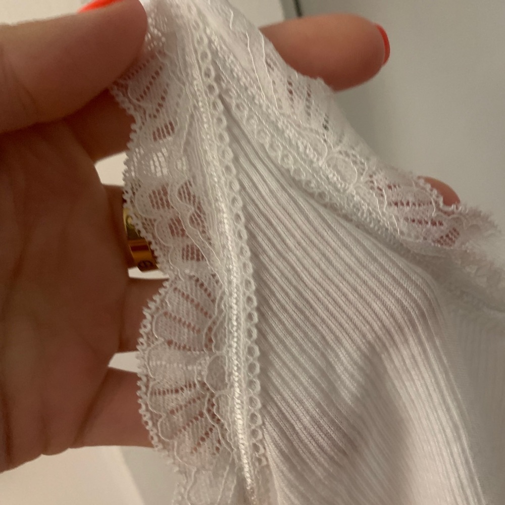 White Tank Top Lace Trim